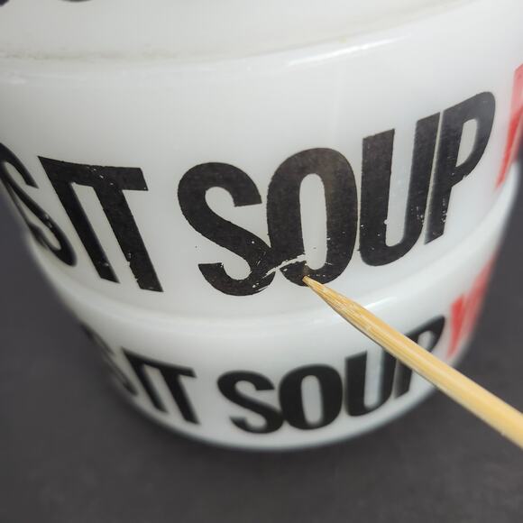 Glasbake Milk Glass Soup Bowl *Is It Soup Yet?* Handle J-2711 Set Of 3 Mugs - Picture 15 of 15